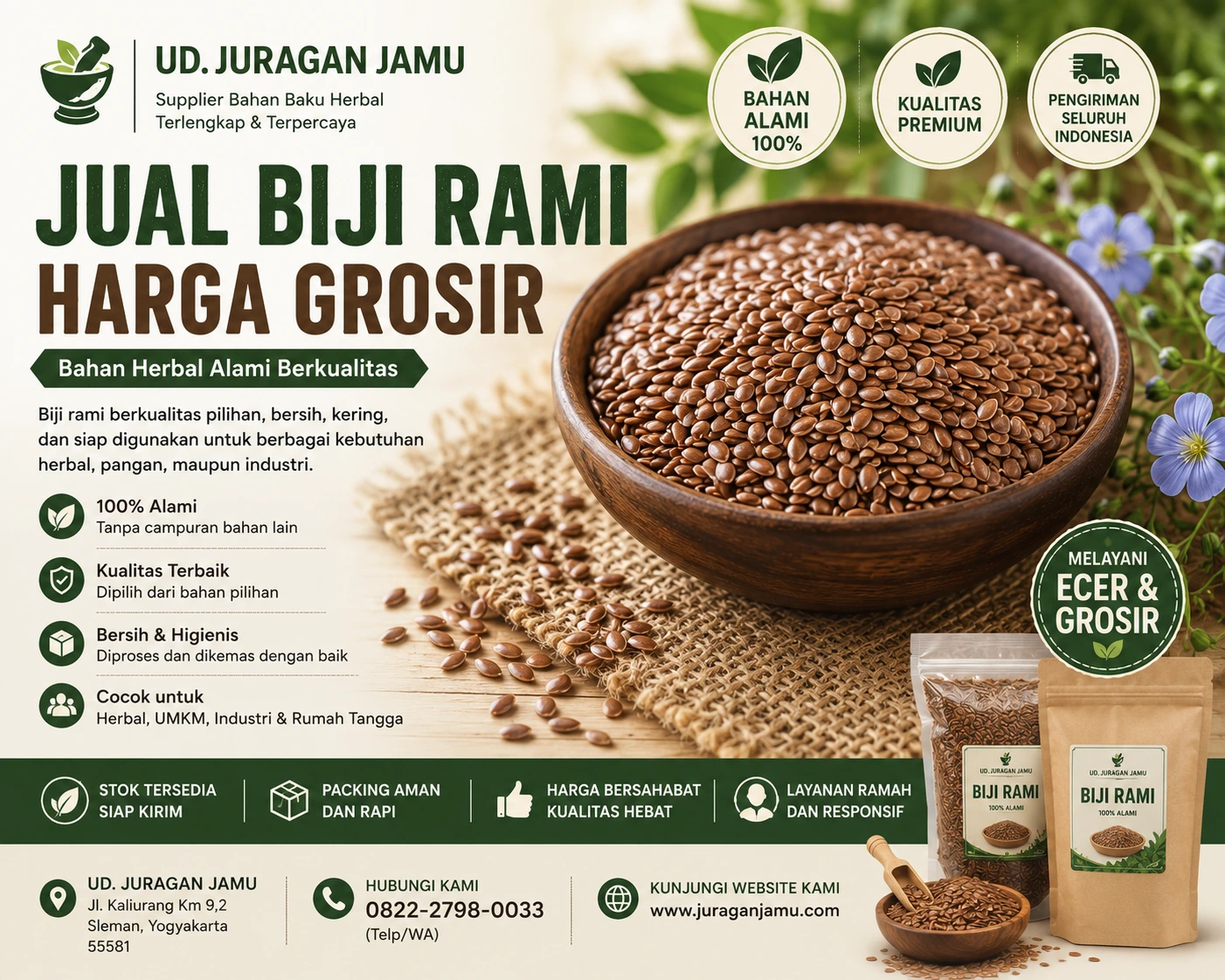 jual biji rami harga grosir