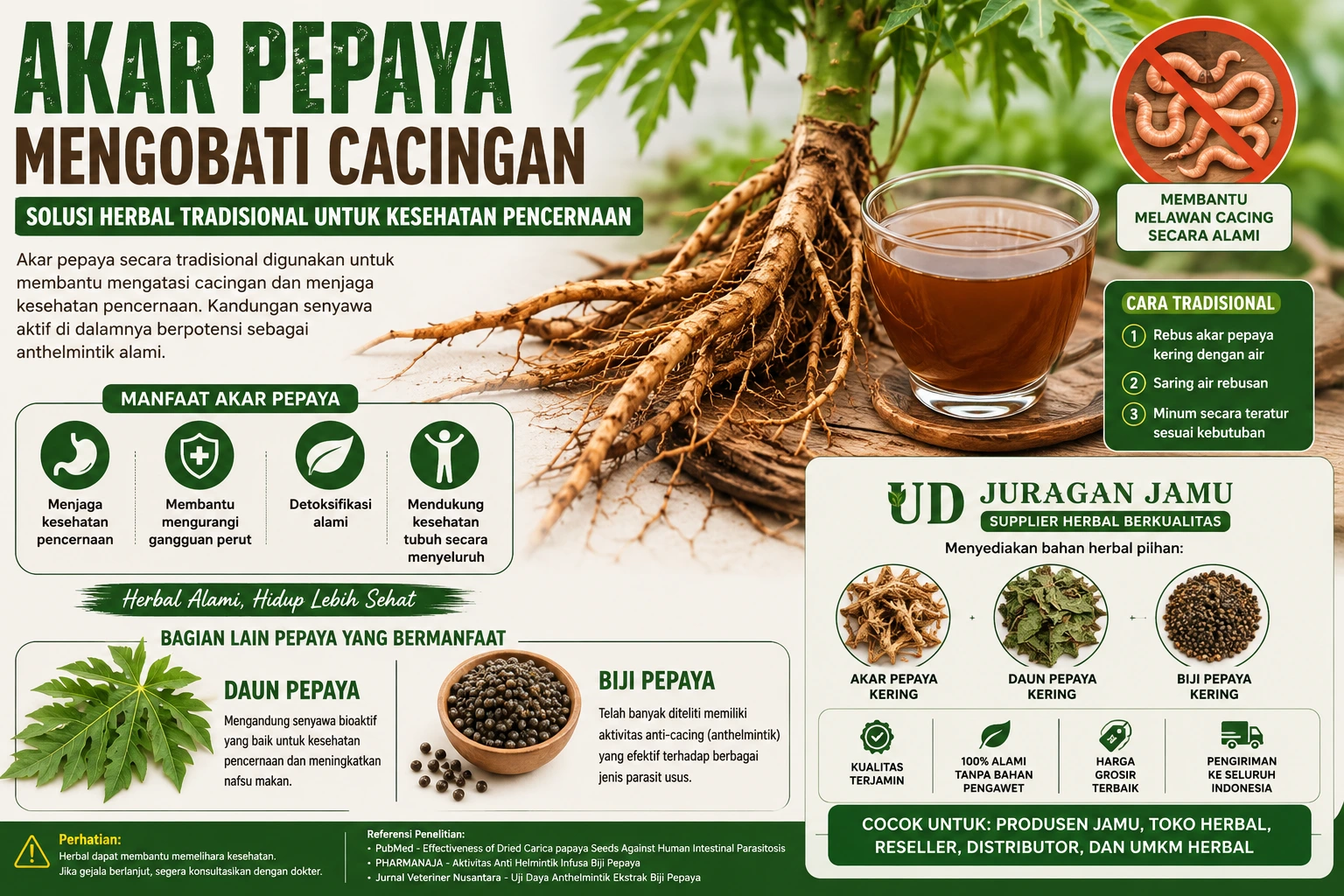 akar pepaya untuk cacingan